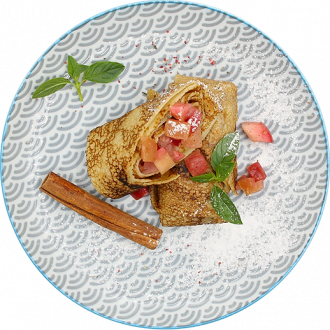 Блин-ролл с фруктами и творожной массой