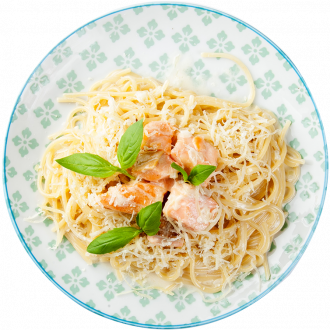 Фарфале с лососем и брокколи