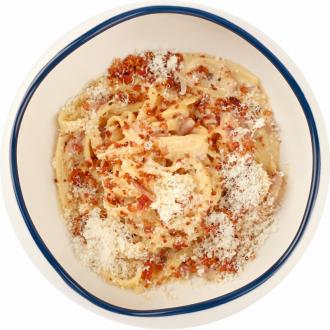 Лингвини карбонара с хрустящим беконом VIP