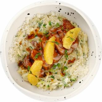 Орзо с овощами и томленой уткой VIP