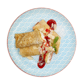 Роллы из блинов с творожно-фруктовой начинкой