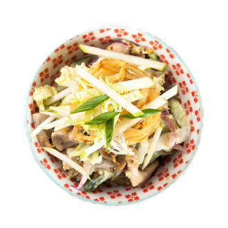 Салат с языком, овощами и горчичной заправкой