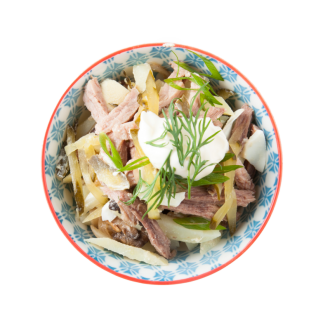Салат с бужениной и грибами