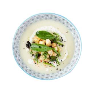 Суп-пюре из белой фасоли с гренками