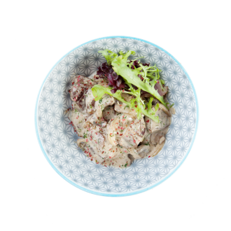 Свинина тушеная с грибами в сливочном соусе