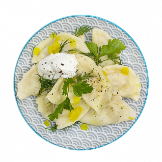 Вареники с творогом и сметаной