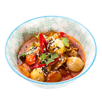 Фрикадельки куриные с овощами по-китайски