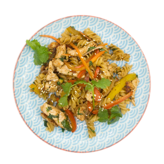 Фузилли с индейкой и овощами
