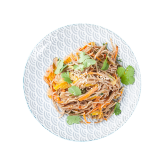 Лапша гречневая с индейкой и овощами